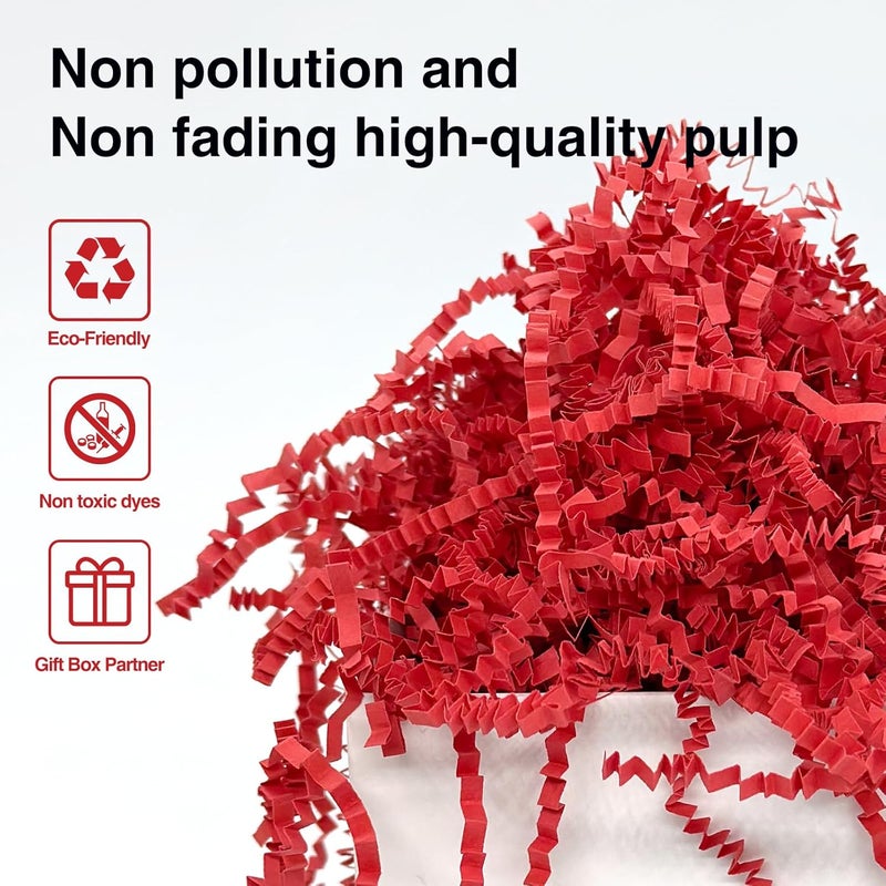 Corlcol 2LB Crinkle Cut Paper Shred Filler for Bag Gift Box Basket Confetti Paper Shreded Stuffing Decoration for Valentine's Day(Red) - Image 3